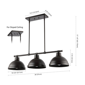 Asher 36" Industrial Farmhouse Iron Linear LED Pendant - JONATHAN Y